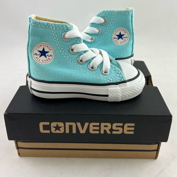 BNIB Infant 2 Converse Light Blue High Top Chuck Taylors - Picture 2 of 6